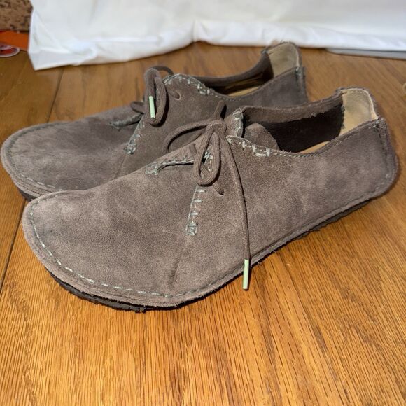 Clarks Originals Shoes Wm 7.5 M Taupe Faraway Field‎ Oxford Moc Suede Crepe Sole - Picture 1 of 6
